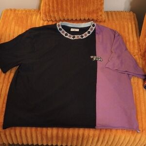 Teddy Fresh Black and Purple Patch Logo Top